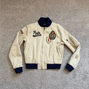 Polo by Ralph Lauren Beige and Navy Bomber Jacket